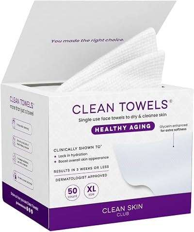 CLEAN SKIN CLUB Healthy Aging Clean Towels XL 50 Ct Disposable Face Towels