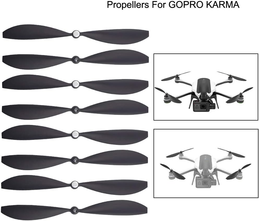 Harpi 8pcs Drone Propellers Strong Blades Black Wings Aircraft Accessories for GoPro Karma