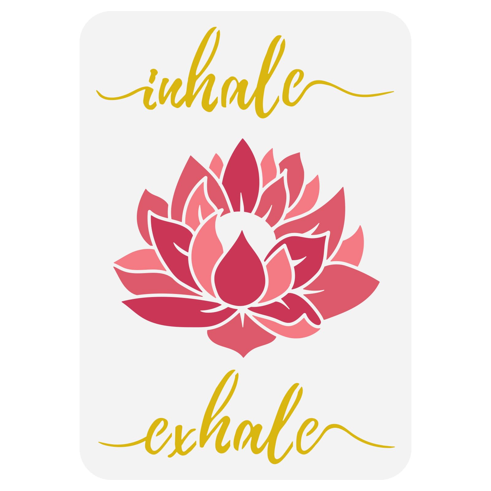 FINGERINSPIRE Lotus Stencil Template 21x29.7cm Yoga Theme Painting Stencil Plastic Lotus Flower Pattern & Inhale Exhale Text Stencils Reusable DIY Art and Craft Stencils for Wall Furniture Decor