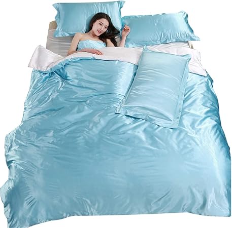 Braun Mit Khaki 220 X 240 Cm 3 Tailles Parure De Lit Housse De Couette En Satin Brillant 4 Pieces 13 Couleurs Linge De Lit Et Oreillers Ameublement Et Decoration