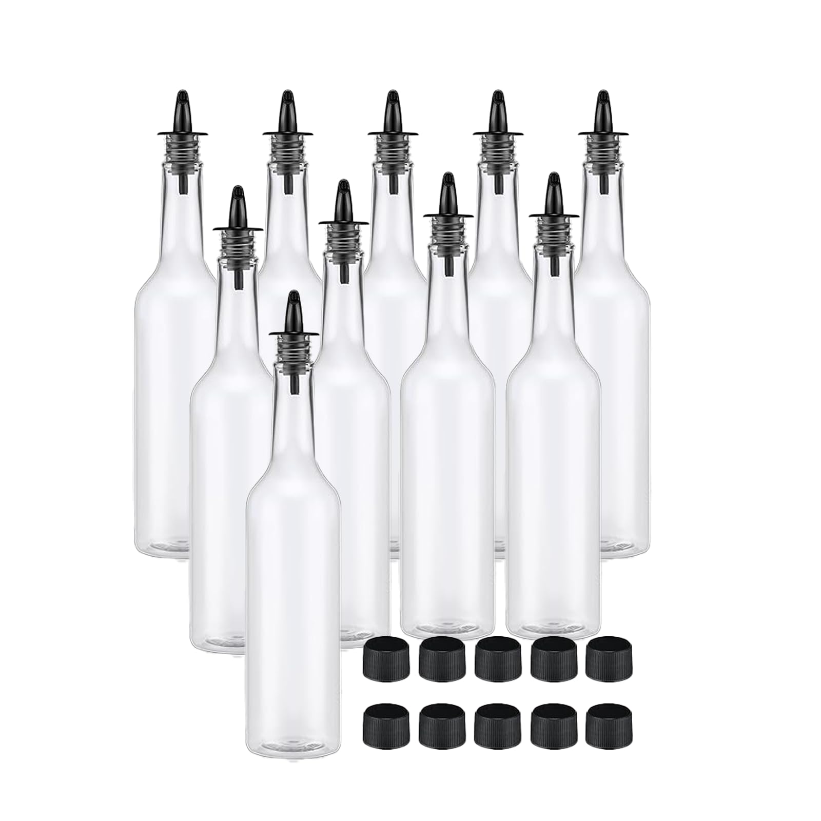 Photo 1 of 10 Sets 15oz Plastic Long Neck Bottles With Pourers And Spout Sealed And Drop-proof Suitable For Fruit Juices, Red Wine, Oils And Syrups, Etc. For Kitchen Home Party And Bar