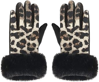 leopard print winter gloves