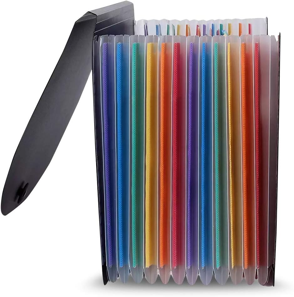 Accordian File Organizer, Expanding File Folder, File Folder Organizer, Paper Organizer Folder, File Organizer Box, File Organizer, Paper Bill Receipt Organizer fits A4 Letter Size (12 Pockets) : Office Products