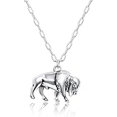 SNOWING WEST Sterling Silver Plated Buffalo Necklace for Women | Western Bison Pendant, Ranch Animal Charm, Country Cowgirl Jewelry Gift