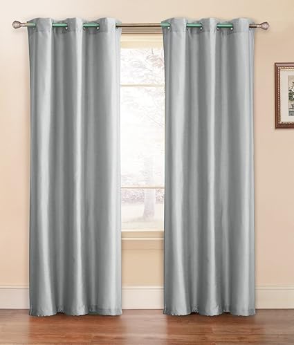 Amazon Com Single 1 Window Curtain Panel Faux Silk Silver