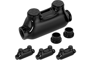 DaierTek Insulated Wire Connectors, 2/0-6 AWG Multi Tap Connector, 2 Ports Aluminum to Copper Inline Splice Connector with Slotted Allen Hex - 4 Pack