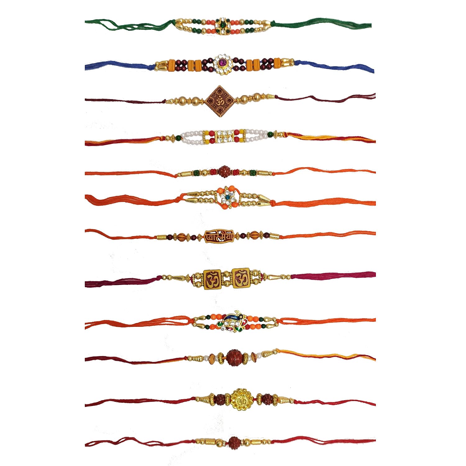 Belexy Set of 12 Stylish Bracelet Rakhi for Big Brothere, Rakhi for Sister, Bhaiya, Bhabhi, Cousins, Dad, Rakhi Thread for Raksha bandhan, Assorted Color with Multi Design