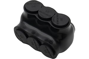 MAKERELE 3-Port Insulated Multi Tap Connector, 3/0-6AWG Insulated Inline Splice Connector, Single Side Entry Electrical Wire Splice Connectors with Slotted Allen Hex, UL Listed（1-Pack）