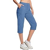 MAGCOMSEN Women's Hiking Capris Pants Cargo Lightweight Stretch Water Resistant Joggers with 5 Pockets for Outdoor