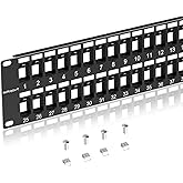 Sokqovt 48 Port Blank Keystone Patch Panel with Snap-in Design, Cat6 Network Patch Panel 2U 19 inch, Rack Mount Ethernet Patch Panel (for Slim Keystone Only)