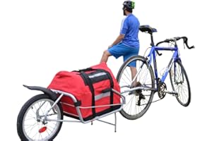 Maya Cycle One-Wheel Bicycle Cargo Trailer with Kickstand – Converts to Wheelbarrow, Includes Bag, Fits 18" to 700c Bikes