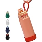 pluseight Water Bottle with Straw Lid, 22 oz Vacuum Insulated Water Bottles, Stainless Steel Water Bottle Wide Mouth for Sports, Gym or Office, BPA-Free Keep Cold 24H Hot 12H (Orange)