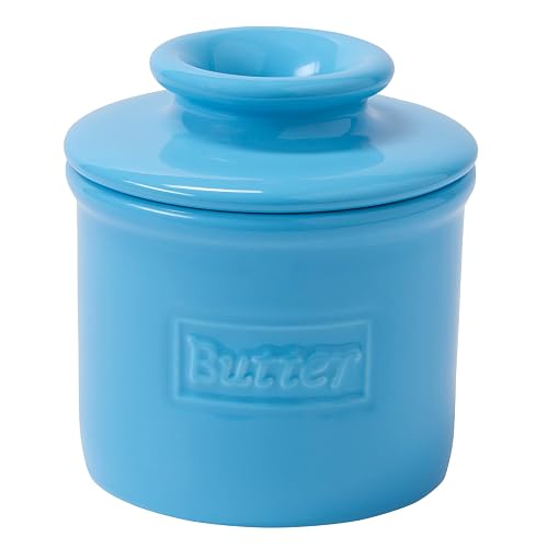 Ceramic Butter Crock - French Butter Dish With Lid, Countertop Butter Keeper, Blue - View #4