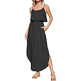 AUSELILY Womens Summer Dresses 2025 Adjustable Strappy Beach Sundress Casual Midi Dress with Pockets