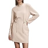 COCOMARTS Womens Long Sleeve Crewneck Sweatshirt Dress Drawstring Waistband Casual Tunic Tops Mini Dresses 2025 Fall Clothes