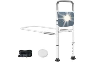 Aspelev Bed Rails for Seniors Elderly Adults Safety,Height Adjustable Bed Assist Rails with Motion Light,Storage Pocket,Floor