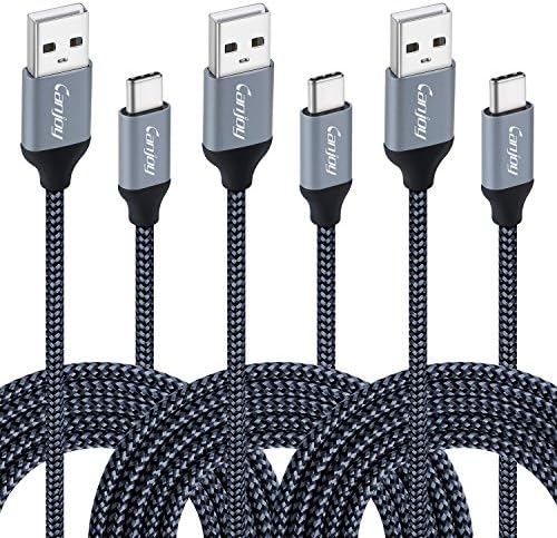 USB Type C Cable, 10FT USB C Charger, Canjoy 3 Pack USB A to USB C Fast Charger Cable Nylon Braided Charging Cord for Samsung Galaxy S9, S8 Plus, LG G6 G5 V20, Google Pixel XL, Moto Z, Nintendo Switch