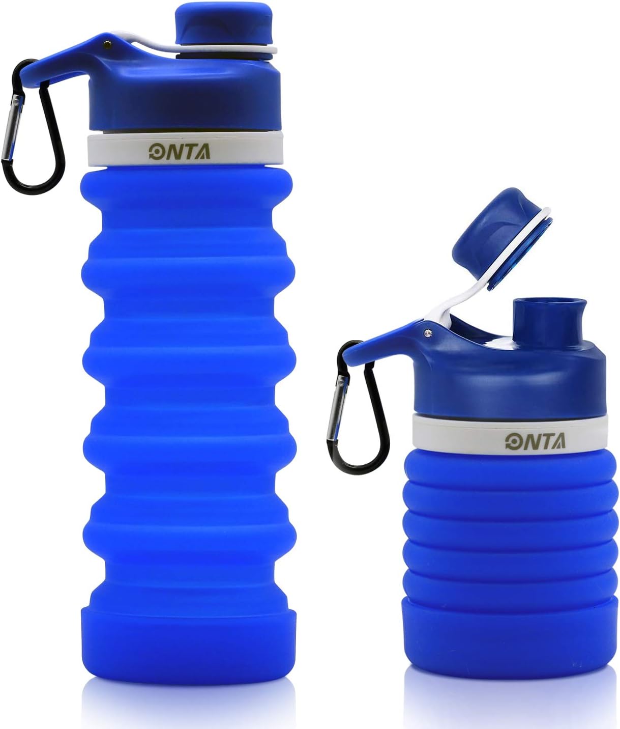 ONTA Collapsible Water Bottle- BPA Free Silicone Foldable Water Bottles for Travel FDA Approved Food-Grade Silicone Portable Leak-Proof Travel Water Bottle
