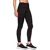 RBX Women's Fleece Lined Leggings with Pockets, Cold Weather Full Length Running Tights Yoga Pants with Zipper Pocket