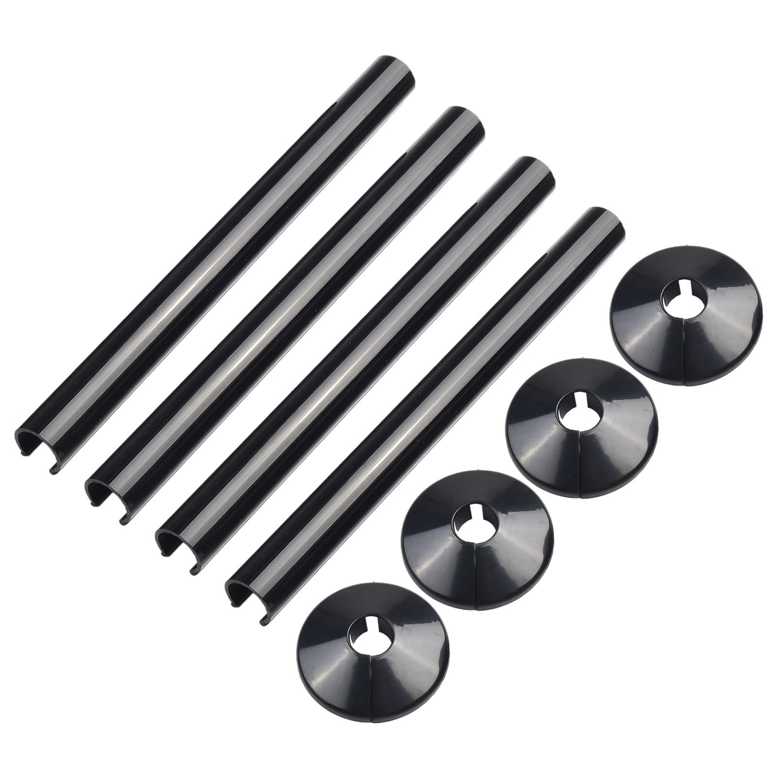 E2trade Black 15mm Radiator Pipe Hole Collars Cover Radsnaps (Pack of 6 Collar & Sleeve) Black