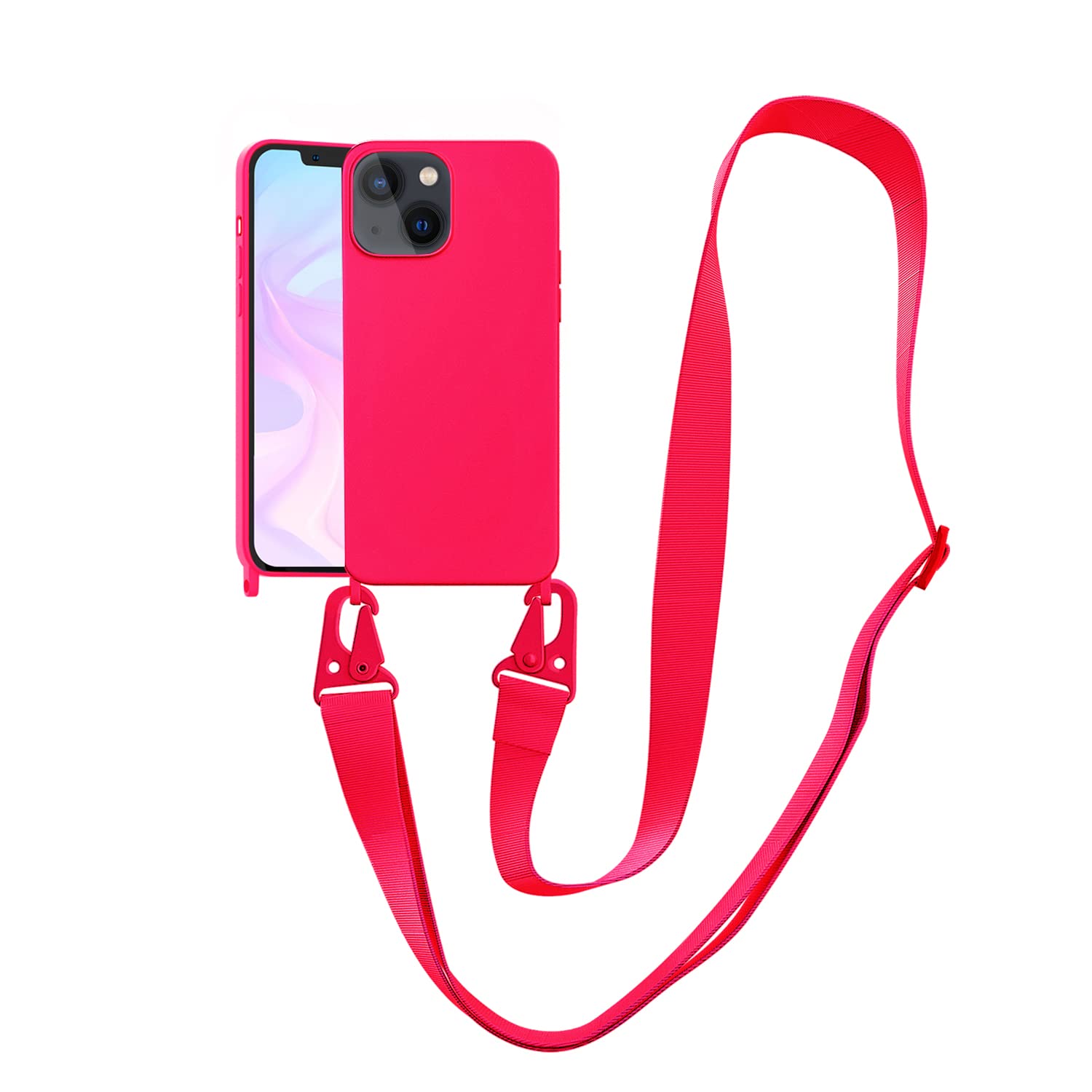 VooDirop Crossbody Case for iPhone 7/8/SE 2020, Soft Silicone TPU Phone Necklace Case with Nylon Strap, Crossbody Protective Phone Cover Compatible with iPhone 7/8/SE 2020 Rose Red โ image 1