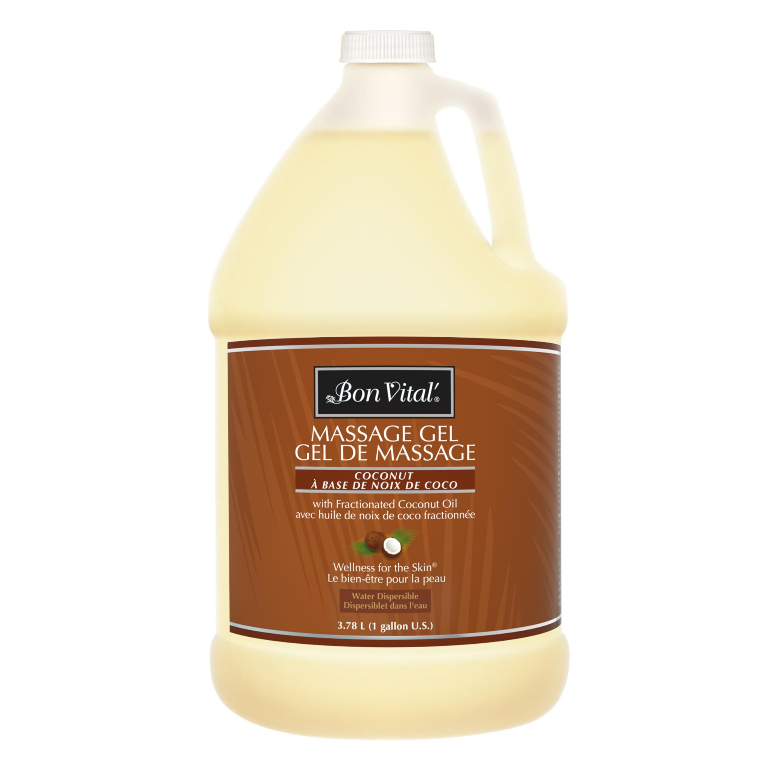 Photo 1 of Bon Vital' Coconut Massage Gel, 1 Gallon, Lightweight Formula with Pure Fractionated Coconut Oil, Professional Therapy Lotion, Hydrating and Unscented