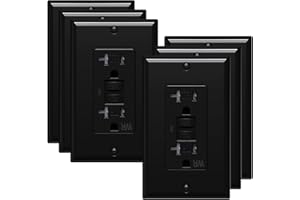 WEBANG 20 Amp GFCI Outlet, Tamper Resistant/Weather Resistant(WR) Receptacle, Self-Test Ground Fault Circuit Interrupter with LED Indicator, Wall Plates and Screws Included, UL Listed, Black, 6 Pack