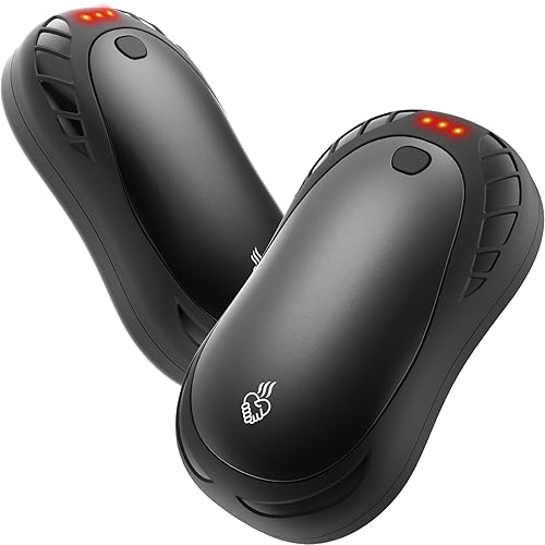 Hand Warmers Rechargeable 2 Pack FANDLISS 6000mAh Portable Reusable Hand Warmer,USB Rechargeable Hand Warmer 3 Heat Levels Up To 55°C For Raynauds,Outdoor,Camping,Women Mens Gifts (Black)