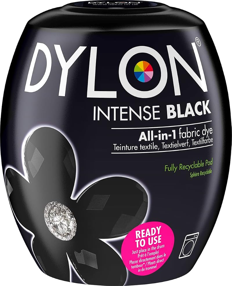 Dylon Washing Machine Fabric Dye Pod Intense Black 350g Packaging May Vary