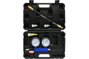 C Q CHANG QI Cylinder Leak Down Tester Kit,Gasoline Engine Compression Tester,Dual Pressure Gauges Engine Compression Leakdown Detector for Gasoline Engine with 10 12 14mm Spark Plugs…