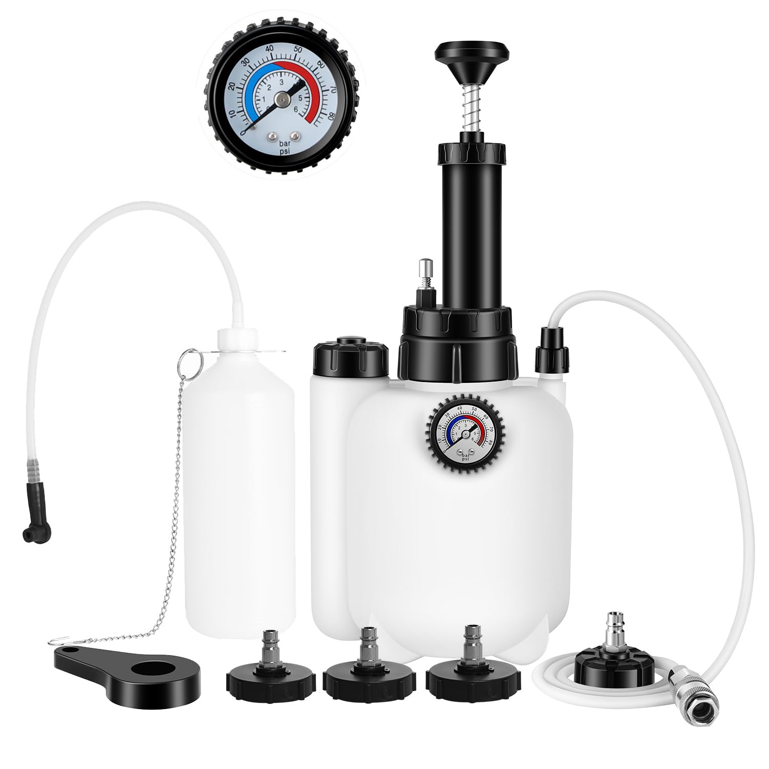 Photo 1 of Langawaser Brake Bleeder Kit with 3L Pressure Pump, 1L Waste Bottle & 4 Upgraded Adapters, Manual Brake Fluid Bleeder Tool for Most Vehicles, One-Person Operation