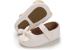 E-FAK Baby Girls Shoes Mary Jane Flats Shoes Anti-Slip Soft Rubber Sole Toddler First Walkers Princess Dress Shoes