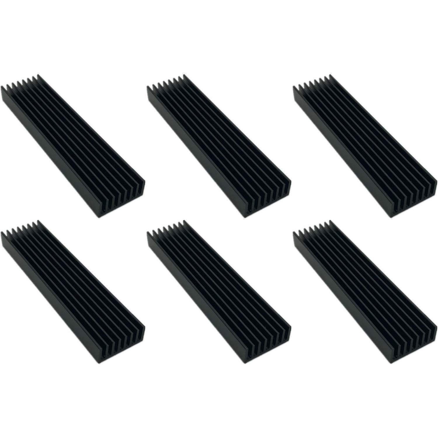 Easycargo 6pcs Black Anodized Aluminium Heatsink 100x25x10mm (100mmx25mmx10mm)