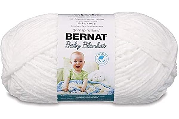 Bernat BABY BLANKET BB White Yarn - 1 Pack of 10.5oz/300g - Polyester - #6 Super Bulky - 220 Yards - Knitting/Crochet