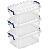 Tribello Plastic Storage Bins with Lids, Clear Stackable Storage Containers - 5 Qt - 3 Pack