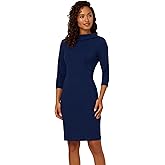Adrianna Papell Womens Rolled Neck Crepe Midi Dress