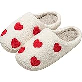 QQGB Women's Men's Cute Fuzzy Heart Slippers Memory Foam Fluffy Couple Slippers Cozy House Indoor Outdoor Shoes