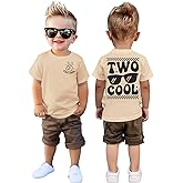 GLIGLITTR Two Cool Birthday Shirt 2nd Birthday Boy Tshirt 2 Year Old Toddler Boys Second Bday Party Short Sleeve Outfits Tops