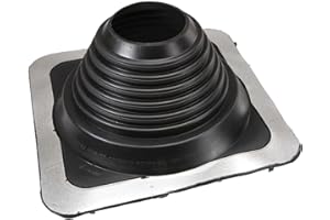Fasteners Plus #5 Square EPDM Metal Roof Pipe Flashing Boot - Fits 4" - 8-1/4" Pipe OD - Black (Made in USA)