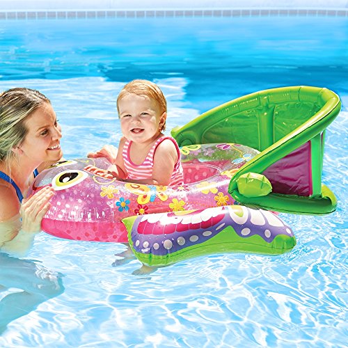 image for SwimSchool Bouncing Butterfly Baby Pool Float, Baby Boat with Adjustab