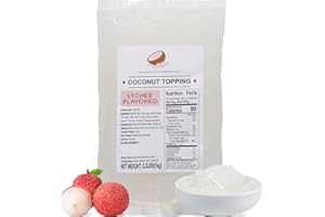 Soeos Lychee Flavored Coconut Jelly Strips, 2.2 lbs (1 Kg), Lychee Jelly for Boba Tea, Sweet and Chewy Tropical Snack, Perfect Topping for Ice Cream, Desserts