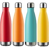 MEWAY 17oz Sport Water Bottle Vacuum Insulated Stainless Steel Leak-Proof Double Wall Cola Shape Water Bottle,Keep Drinks Hot & Cold (4 Pack, MIX)