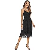 Riatobe Womens Lace Floral Overlay V Neck Sexy Sleeveless Cocktail Party Swing Wedding Dresses