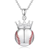 LONAGO Softball Pendant Necklace Crown Baseball Necklace Jewelry Gift for Women