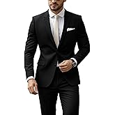 i · FineLong Mens Suits Classic fit 2 Piece 2 Button Formal Tuxedo Jacket Suits Pants Set for Wedding Business Prom