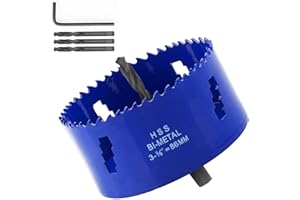 LANIAKEA 3-3/8-Inch Bi-Metal Hole Saw 86MM Hole Saw 38mm Cut Depth Annular Hole Cutter HSS Variable Tooth Pitch Holesaw Set with Arbor Blue for Home DIYer