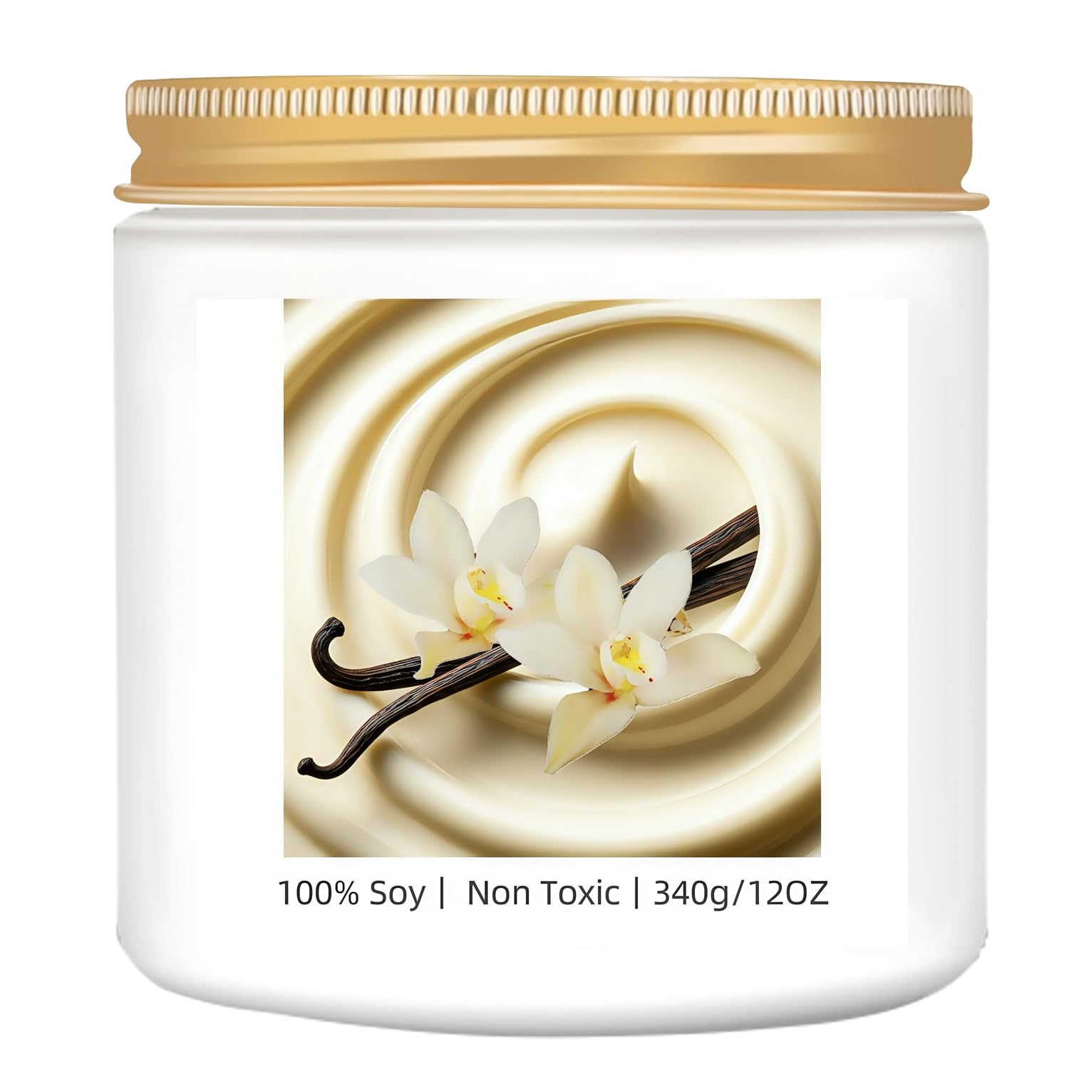 Photo 1 of 2-Wicks Cream Vanilla Candles for Home Scented Strong-Non Toxic Organic All Natural Soy Candles for Odor Eliminating for Kitchen Bath-Vanilla Bean Scent-Clean Long Burning for 75 Hours-Pet Safe