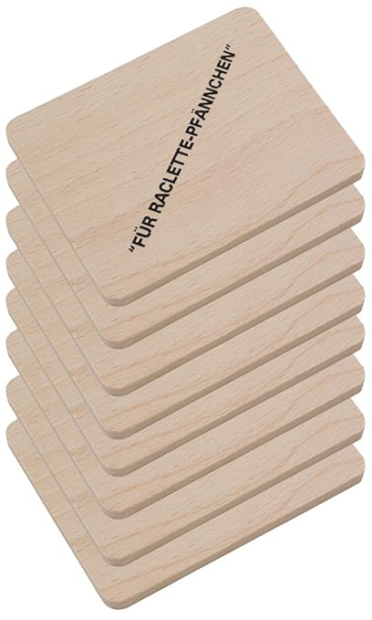 8 Untersetzer für Raclette-Pfännchen mit Aufdruck