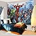 Baccessor Super Hero Tapestry Spider Man, Hulk, Captain America, Black Panther and Iron Man Marvel Fans Favorite American Hero Tapestry for Boy's Bedroom,90