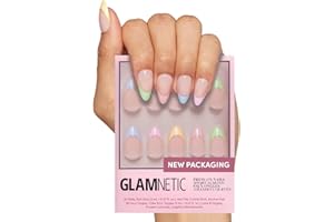 Glamnetic Press On Nails - Confetti | Semi-Transparent, Short Almond Nails, Reusable | 15 Sizes - 30 Nail Kit with Glue